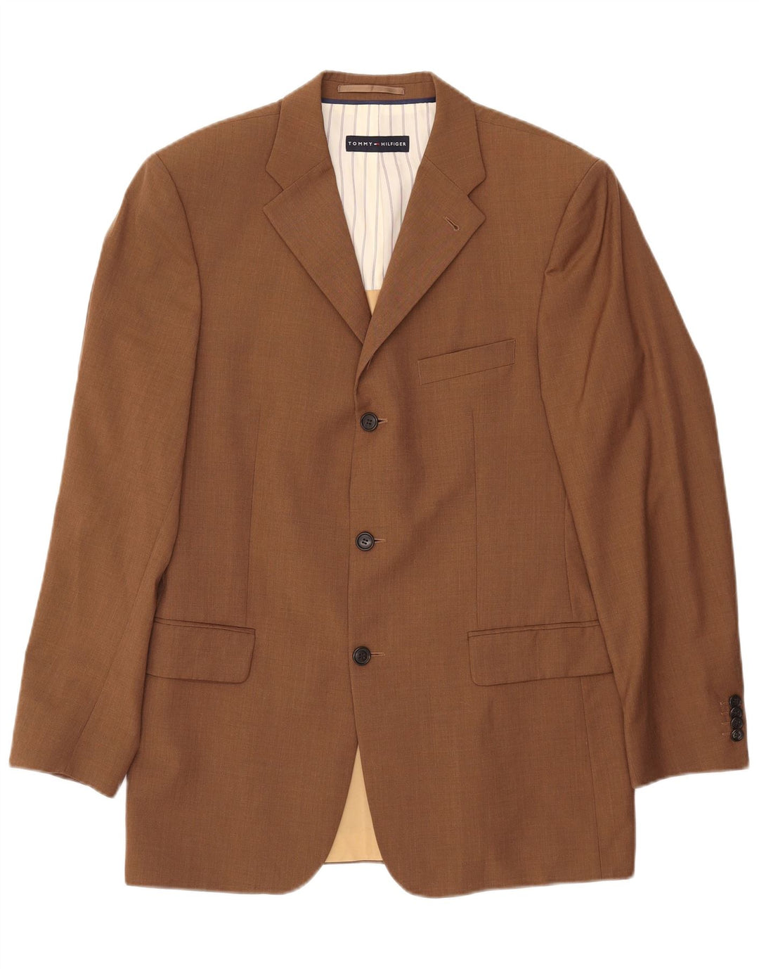 TOMMY HILFIGER Giacca blazer da uomo a 3 bottoni UK 38 Lana marrone medio