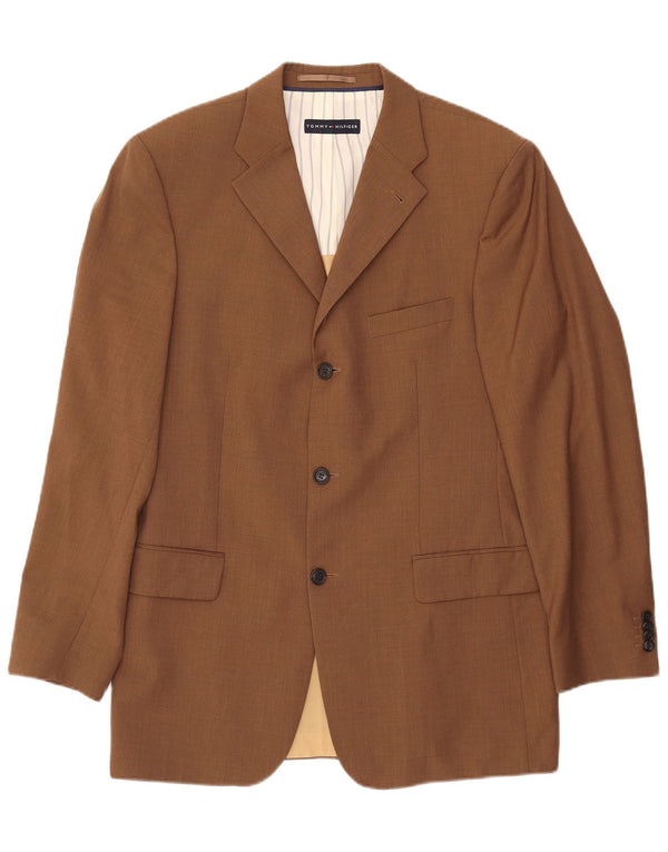 TOMMY HILFIGER Giacca blazer da uomo a 3 bottoni UK 38 Lana marrone medio