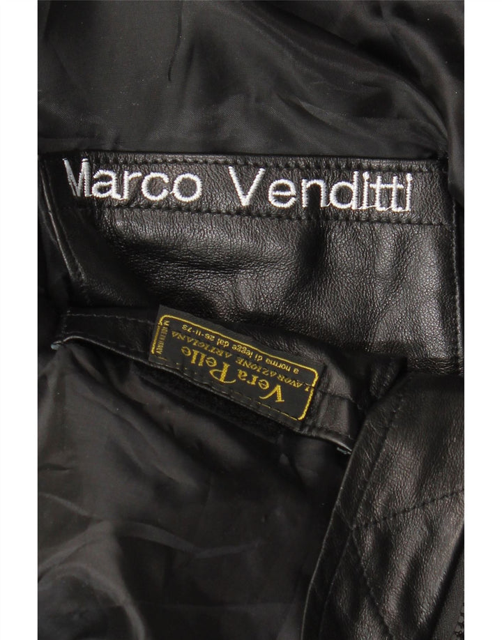 Giacca in pelle da uomo VINTAGE UK 36 piccola pelle nera