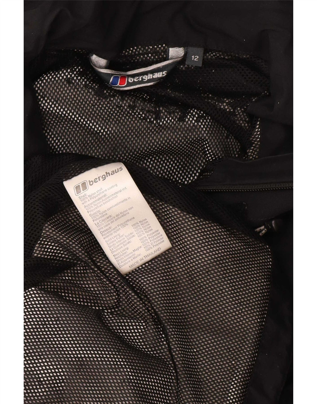 Giacca antipioggia con cappuccio da donna Berghaus UK 12 nylon nero medio