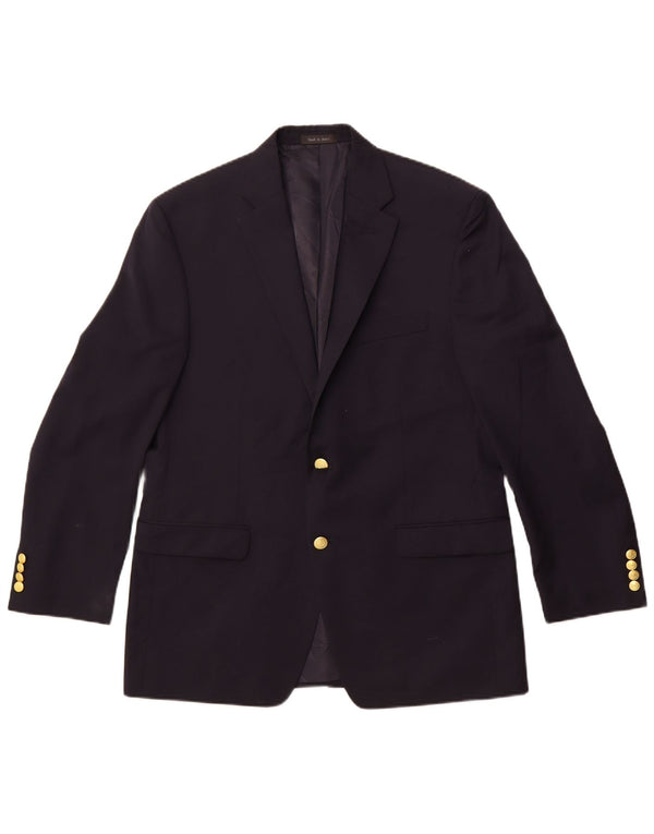 Giacca blazer a 2 bottoni lunga da uomo Chaps UK 42 XL Lana blu navy