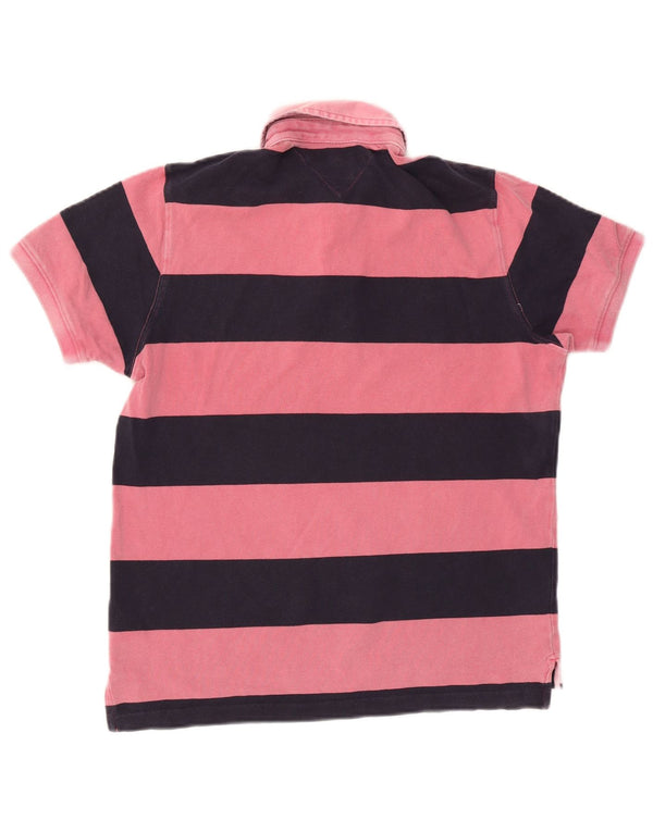 Polo slim fit da uomo Tommy Hilfiger in cotone a righe rosa medio