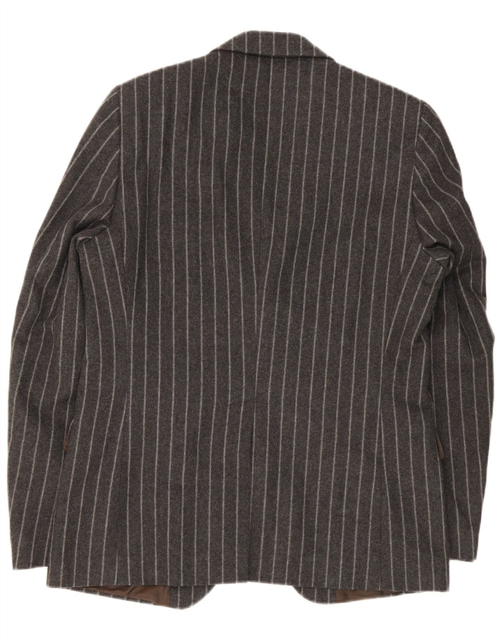 Giacca blazer da uomo a 2 bottoni Manuel Ritz Pipo IT 50 grande lana a righe grigie