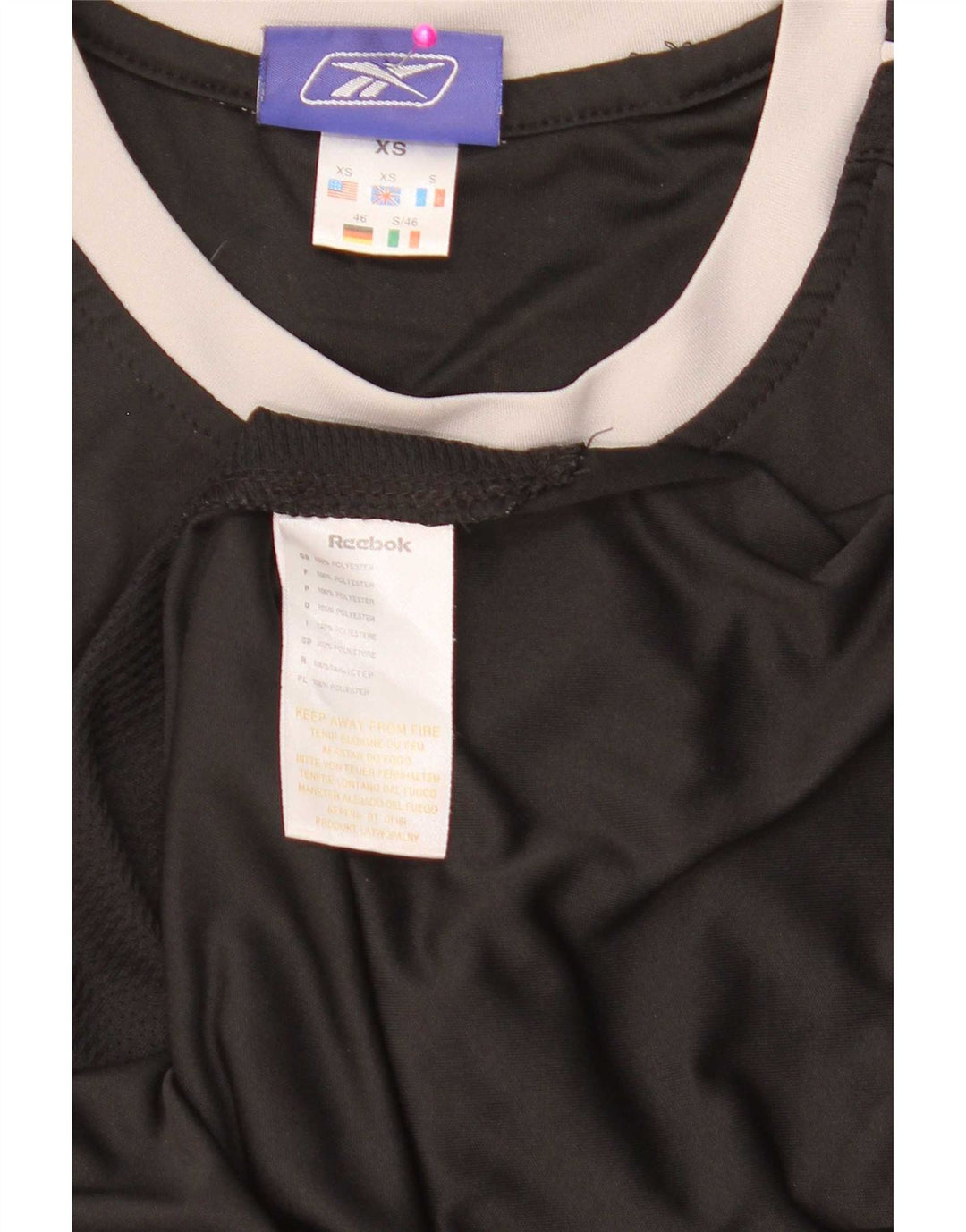 Canottiera grafica da uomo Reebok XS nera in poliestere color block