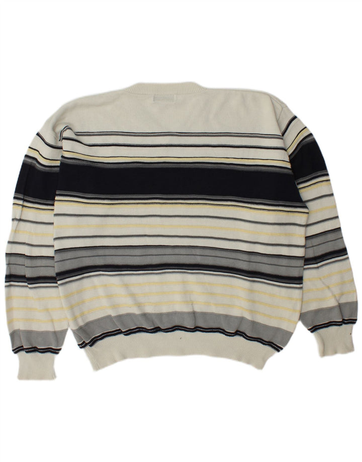 Maglione da uomo con scollo a V Paul R. Smith, cotone a righe grandi multicolori