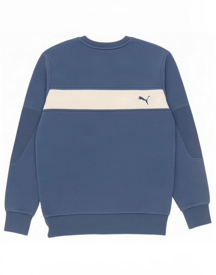 Felpa grafica da uomo Puma, maglione piccolo blu a blocchi di colore