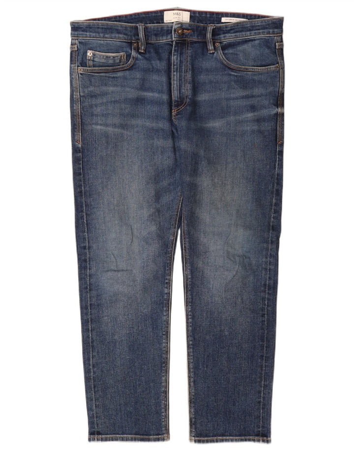 Jeans slim da uomo Marks & Spencer W36 L29 cotone blu