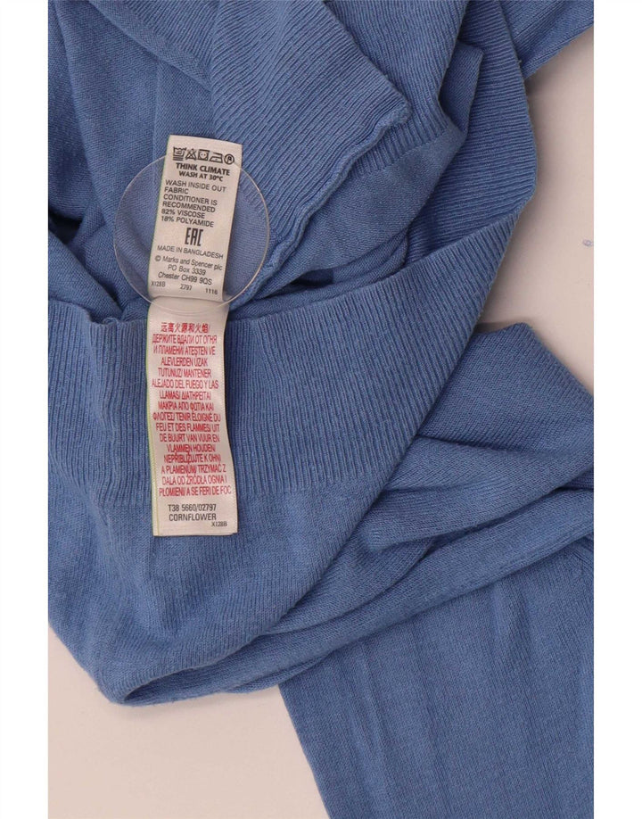 Maglione cardigan corto da donna Marks & Spencer UK 10 piccolo viscosa blu