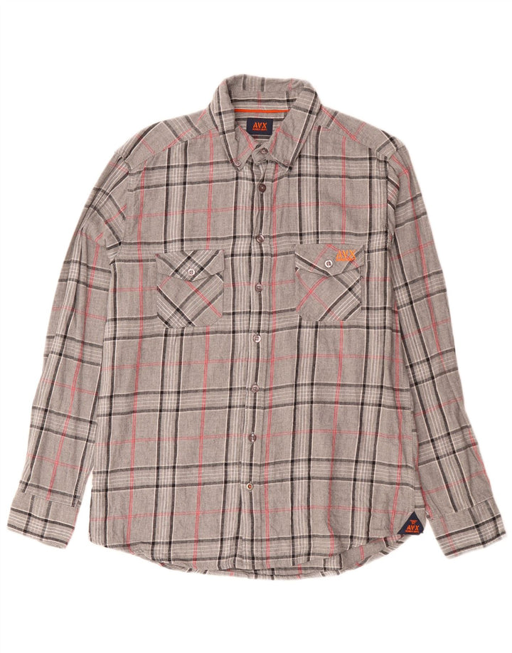 Camicia da uomo in flanella Avirex in cotone a quadri grigio medio