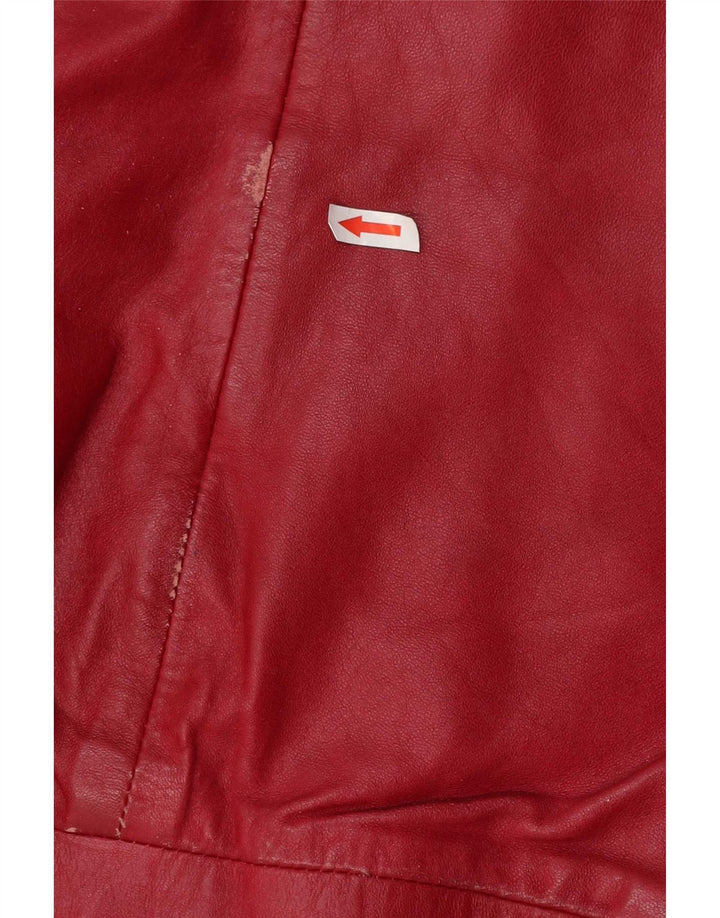 Giubbotto bomber in pelle vintage da donna IT 46 grande rosso
