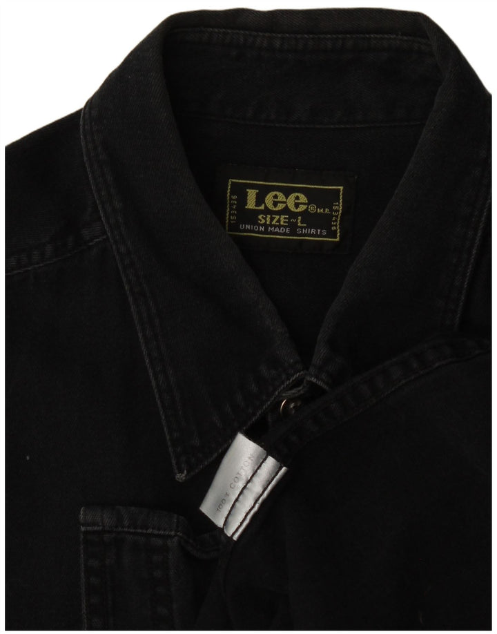 Camicia di jeans da uomo Lee grande in cotone nero