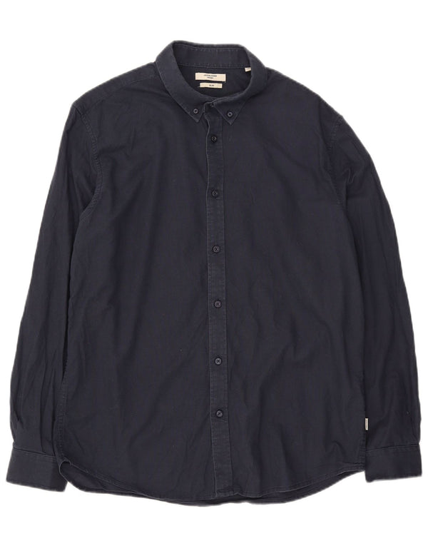 Jack & Jones Mens Slim Shirt XL Navy Blue Cotton