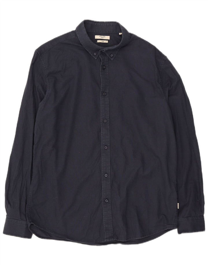 Camicia slim da uomo Jack & Jones XL in cotone blu navy