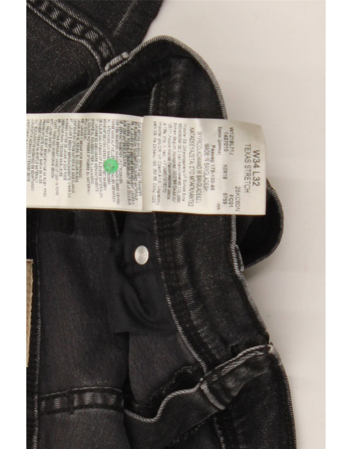 Jeans dritti elasticizzati Texas Wrangler da uomo W34 L32 cotone nero