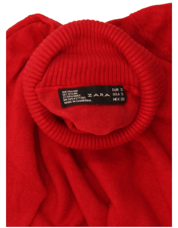 Maglione maglione collo alto da donna Zara UK 10 piccolo rosso