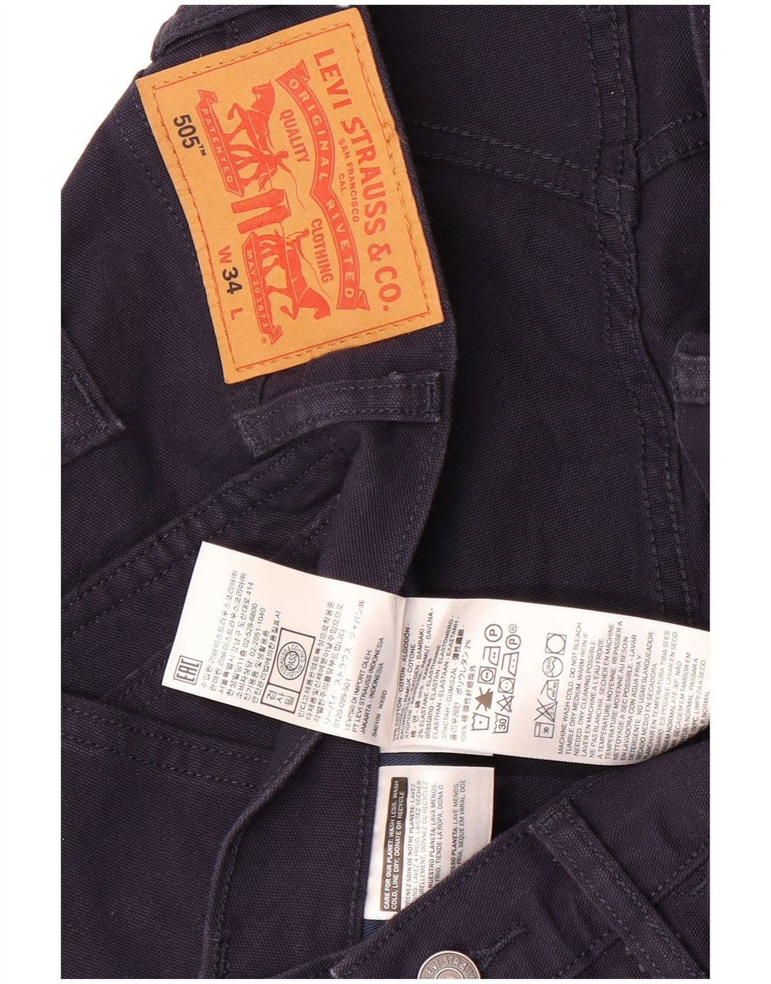 Pantaloncini casual Levi's da uomo 505 W34 Large in cotone blu navy