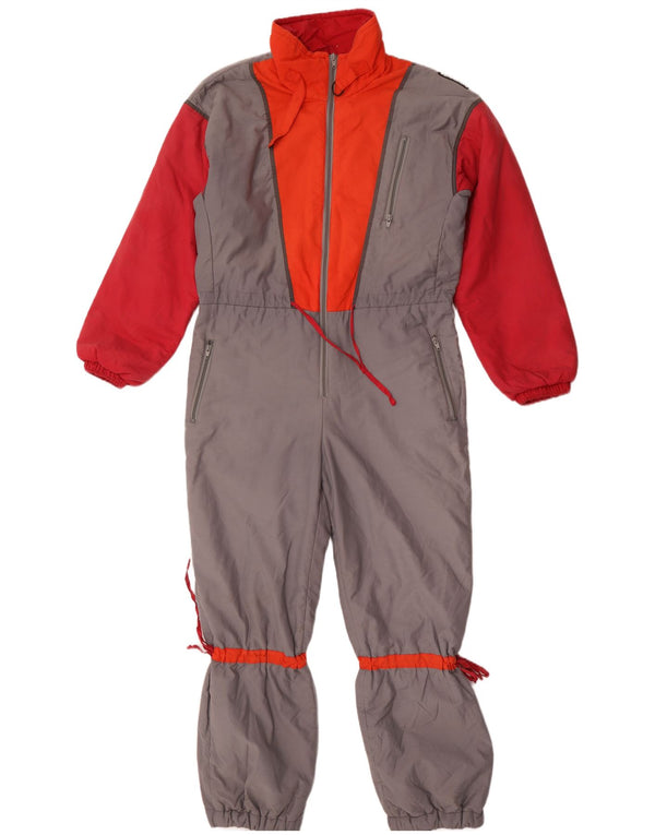 Tuta da sci vintage da uomo vestibilità ampia IT 46 Small in cotone color block grigio