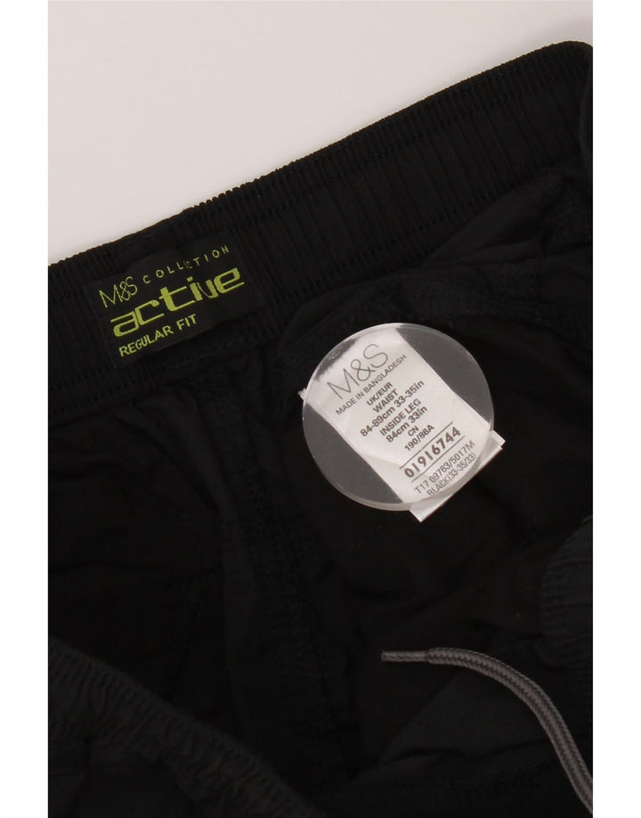 MARKS & SPENCER Pantaloni chino vestibilità regolare da uomo W33 L33 cotone nero
