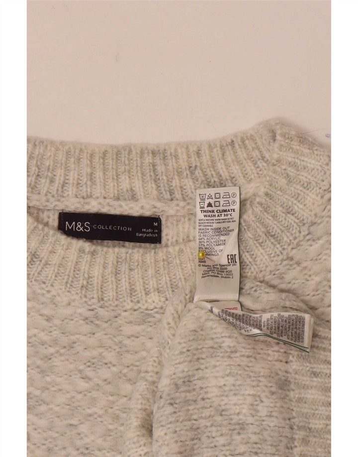Maglione maglione girocollo da donna Marks & Spencer UK 14 Acrilico grigio medio