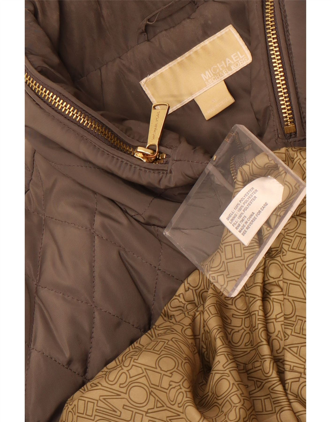 Giacca trapuntata da donna Michael Kors UK 18 XL poliestere marrone