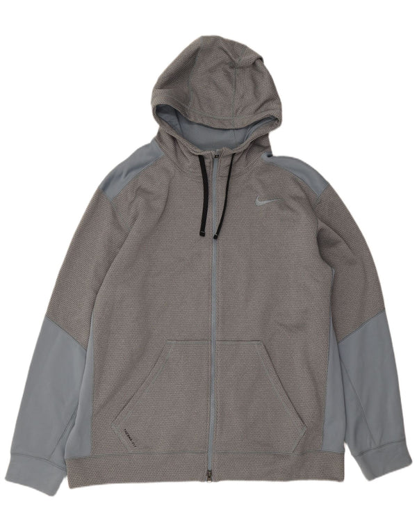 Felpa con cappuccio e zip Nike Therma-Fit da uomo 2XL Poliestere color block grigio
