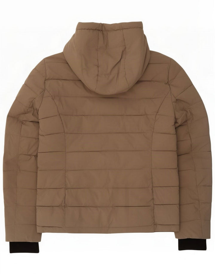 Michael Kors Giacca imbottita con cappuccio da donna UK 14 Marrone medio Poliestere