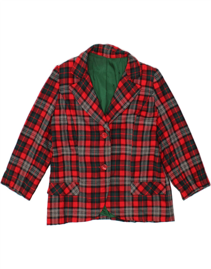 OLIVIA HASSLER Womens 2 Button Blazer Jacket UK 16 Large Red Check Vintage Olivia Hassler and Second-Hand Olivia Hassler from Messina Hembry 