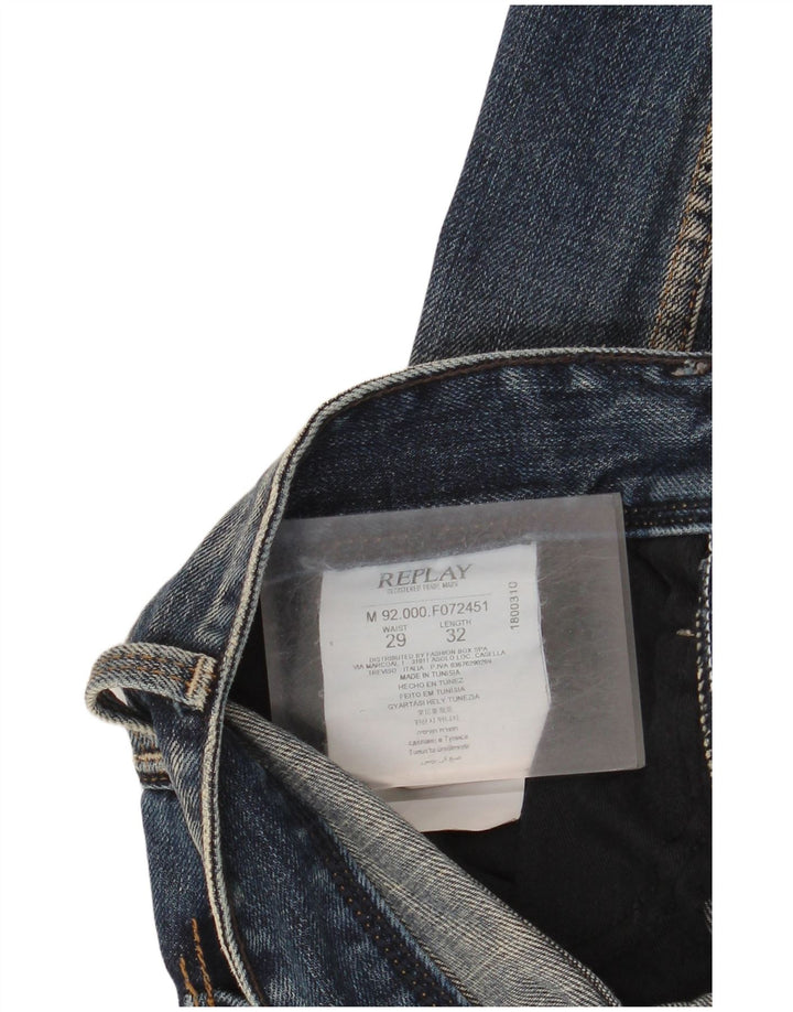 Jeans slim invecchiati da donna Replay W29 L32 cotone blu navy