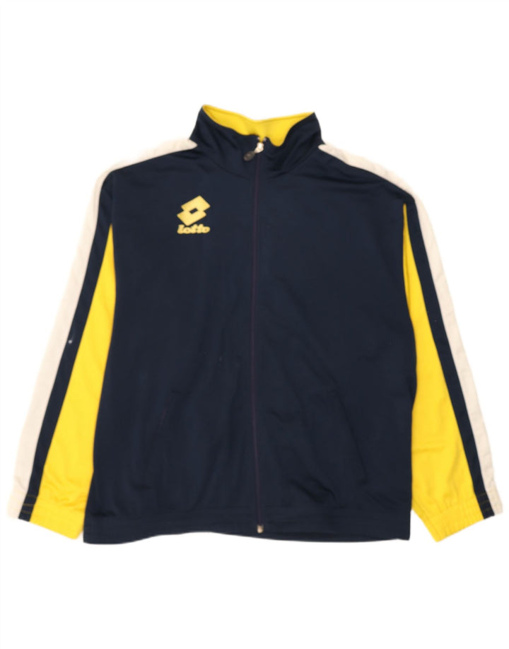 LOTTO Mens Graphic Tracksuit Top Jacket 2XL Navy Blue Colourblock