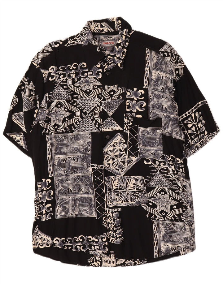 Camicia a maniche corte da uomo Tipo' S Large nera geometrica