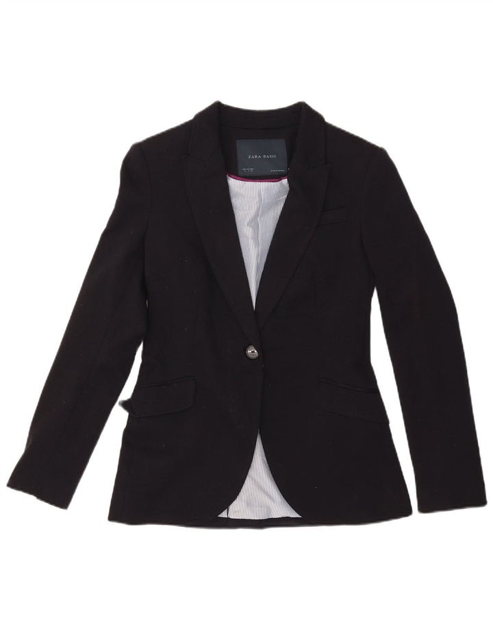 Giacca blazer a 1 bottone da donna Zara UK 10 piccola in poliestere nero