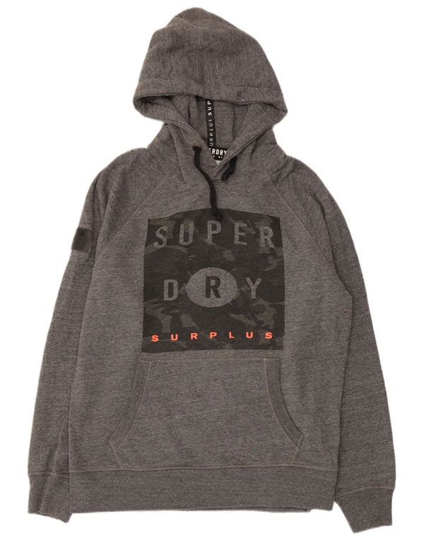 Felpa con cappuccio grafica da uomo Superdry 2XL poliestere grigio