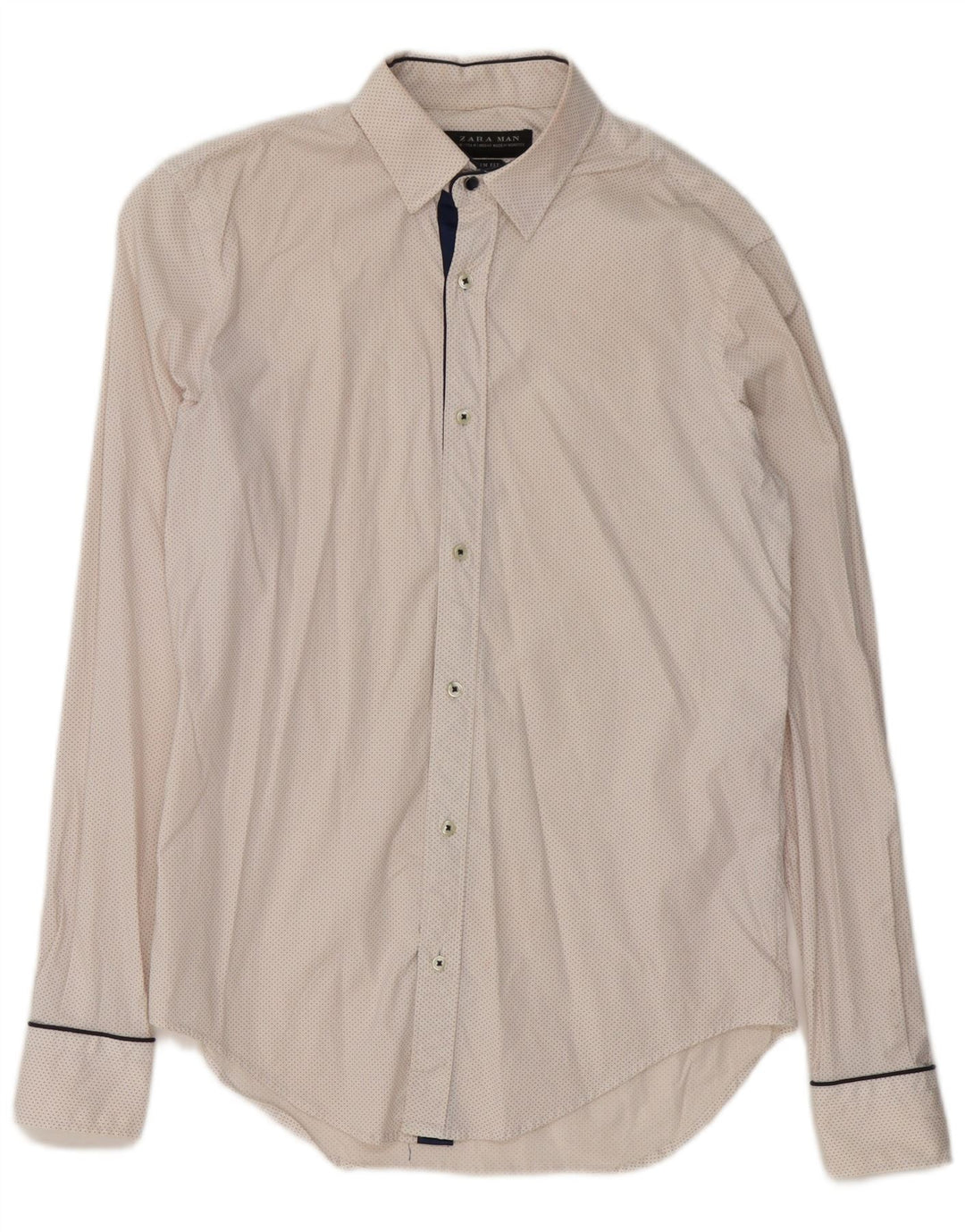 Camicia Zara da uomo slim fit in cotone maculato bianco medio
