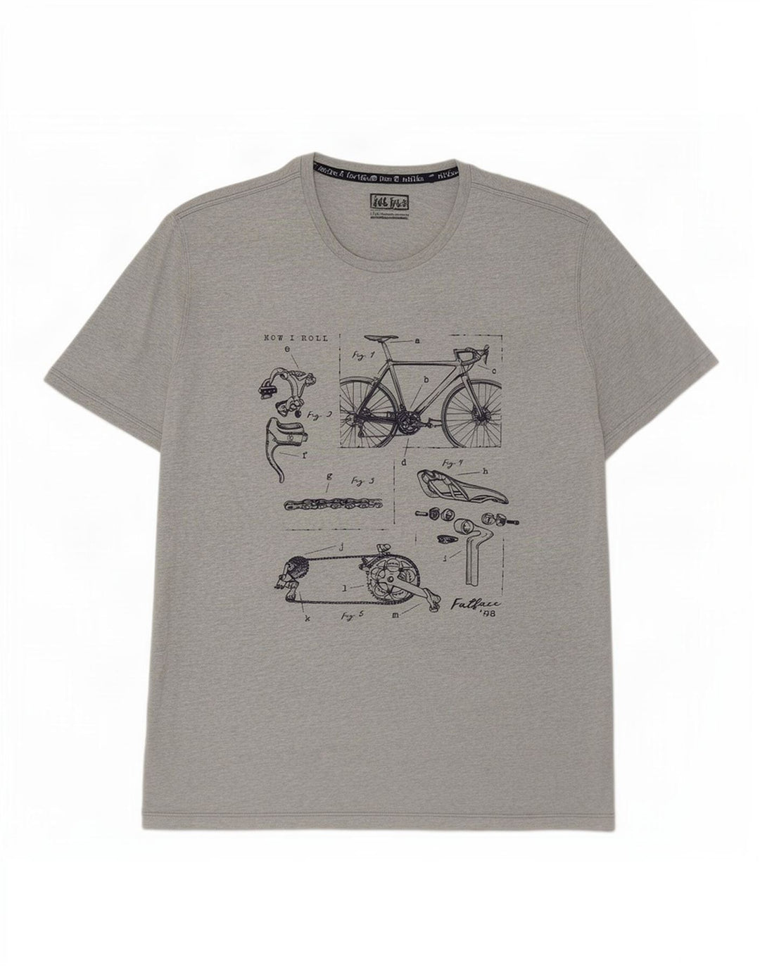 T-shirt grafica da uomo Fat Face Top 2XL cotone chiazzato grigio