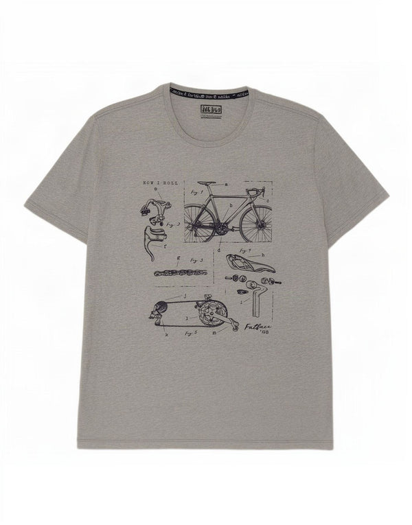 T-shirt grafica da uomo Fat Face Top 2XL cotone chiazzato grigio