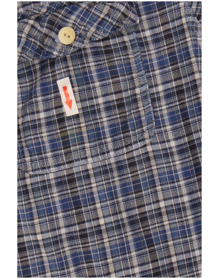 Fat Face Camicia da uomo in flanella dal taglio classico, cotone a quadri blu medio