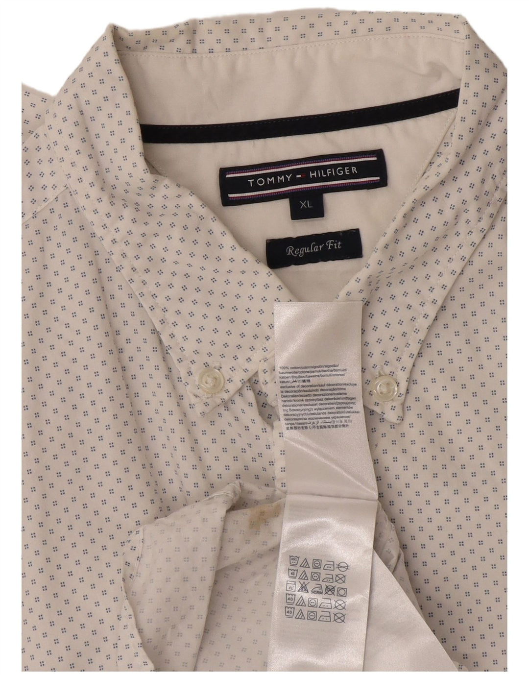 Camicia da uomo Regular Fit Tommy Hilfiger XL cotone maculato bianco