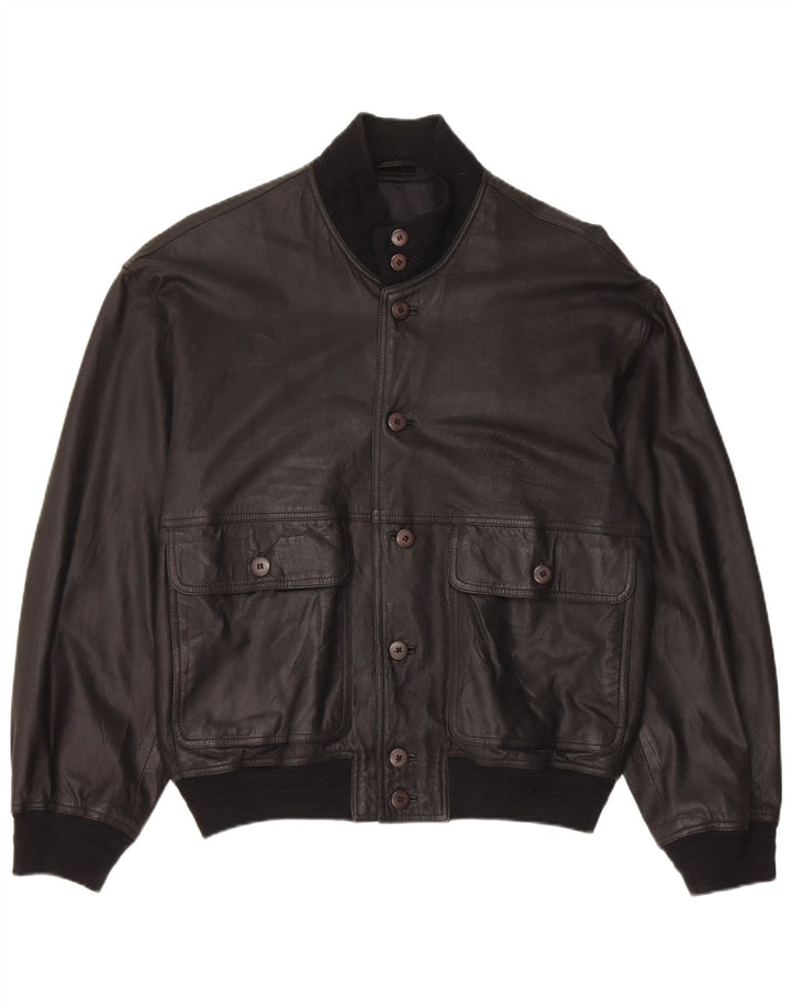 Giacca in pelle vintage da uomo IT 50 media nera