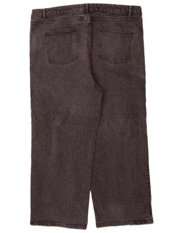 Jeans a gamba larga a vita alta da donna Marks & Spencer UK 22 3XL W44 L29 Grigio