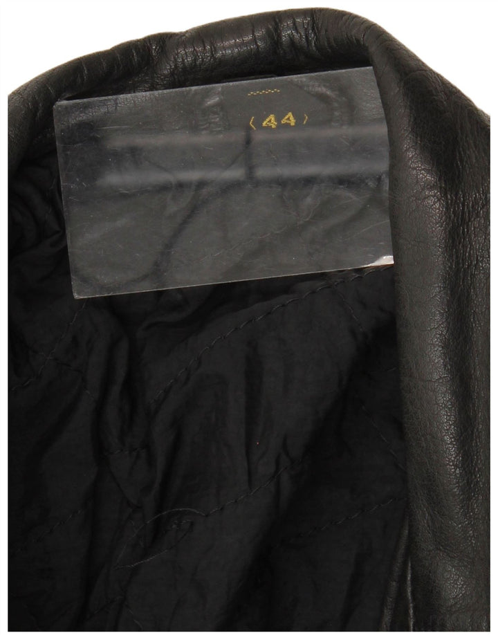 Giacca da motociclista in pelle vintage da uomo IT 44 XS nera