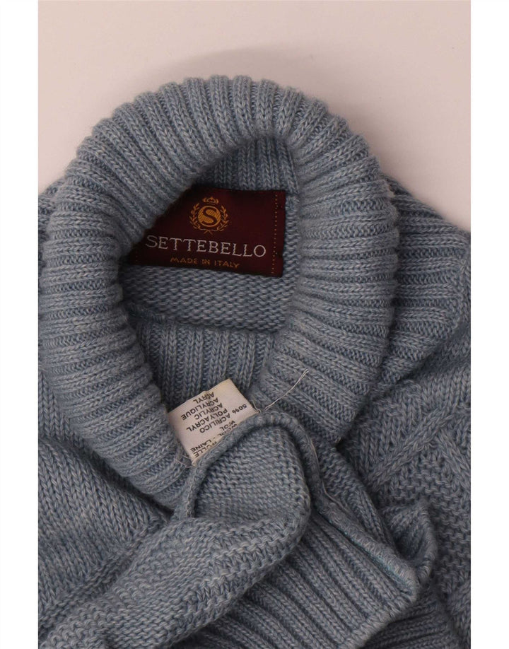 Maglione da uomo Settebello con collo alto in lana blu medio