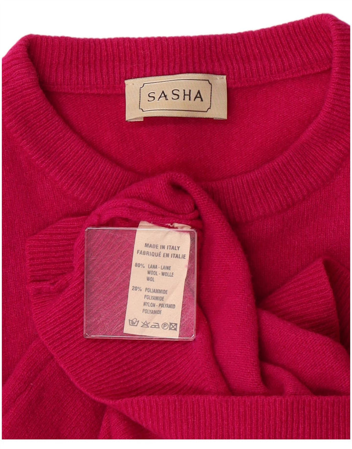 Maglione maglione girocollo da donna SASHA UK 14 grande lana rosa