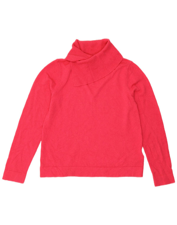 Maglione maglione a collo alto da donna Hobbs UK 10 piccolo lana merino rosa