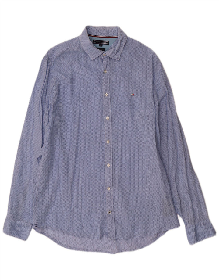 Camicia da uomo Tommy Hilfiger a quadri grandi in cotone blu