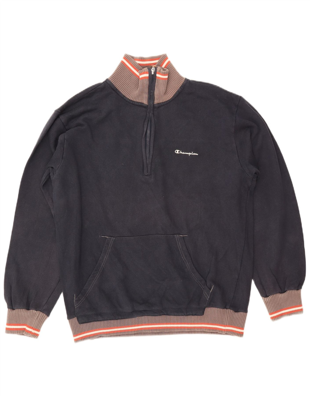 CHAMPION Felpa da uomo con collo con zip, maglione grande, colore blu navy