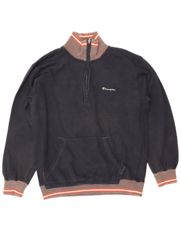 CHAMPION Felpa da uomo con collo con zip, maglione grande, colore blu navy