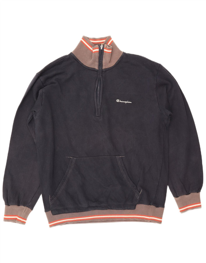 CHAMPION Felpa da uomo con collo con zip, maglione grande, colore blu navy