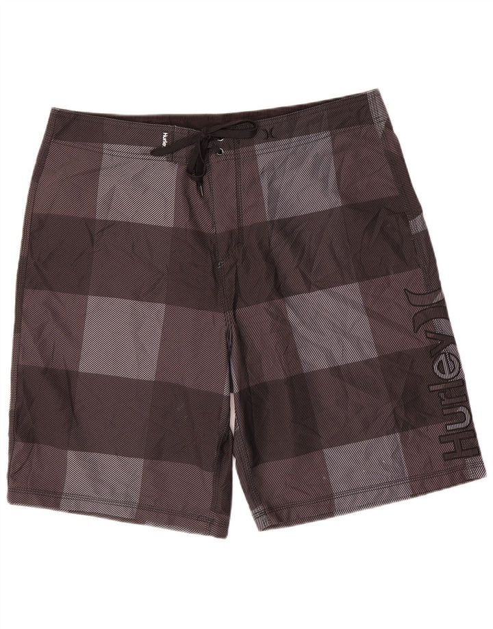 Pantaloncini da bagno grafici da uomo Hurley, poliestere grande a quadri grigi