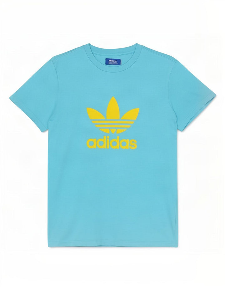 T-shirt grafica da uomo Adidas Top in cotone blu medio
