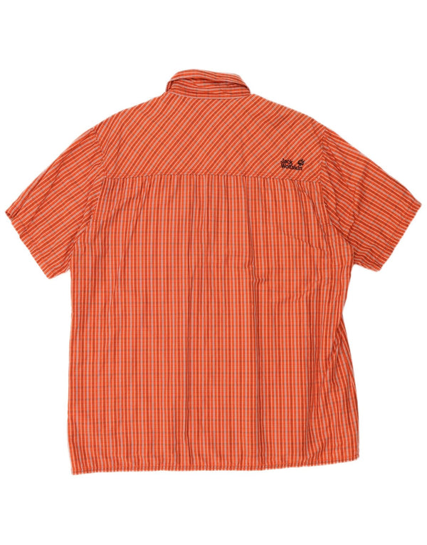Camicia a maniche corte da uomo Jack Wolfskin XL arancione a quadri Lyocell